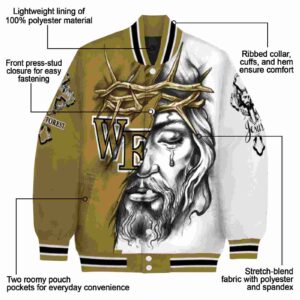 custom wake forest demon deacons jesus tears gold white jacket new arrival