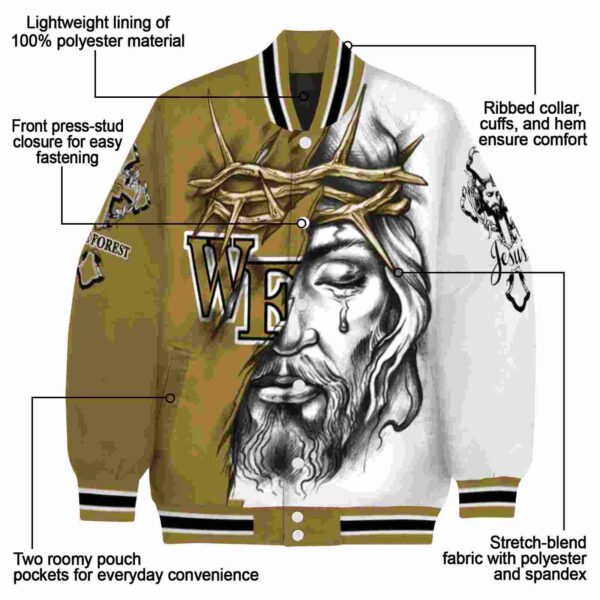 custom wake forest demon deacons jesus tears gold white jacket new arrival