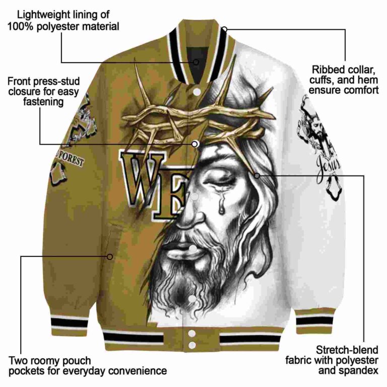 custom wake forest demon deacons jesus tears gold white jacket new arrival