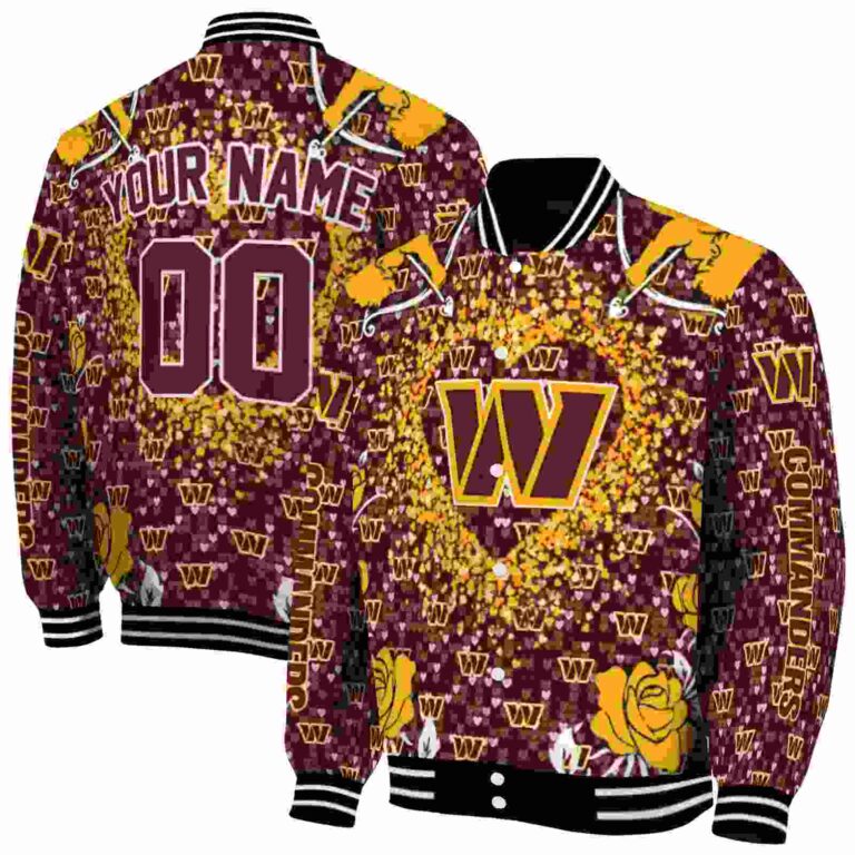 custom washington commanders heart explosion burgundy jacket fashion forward