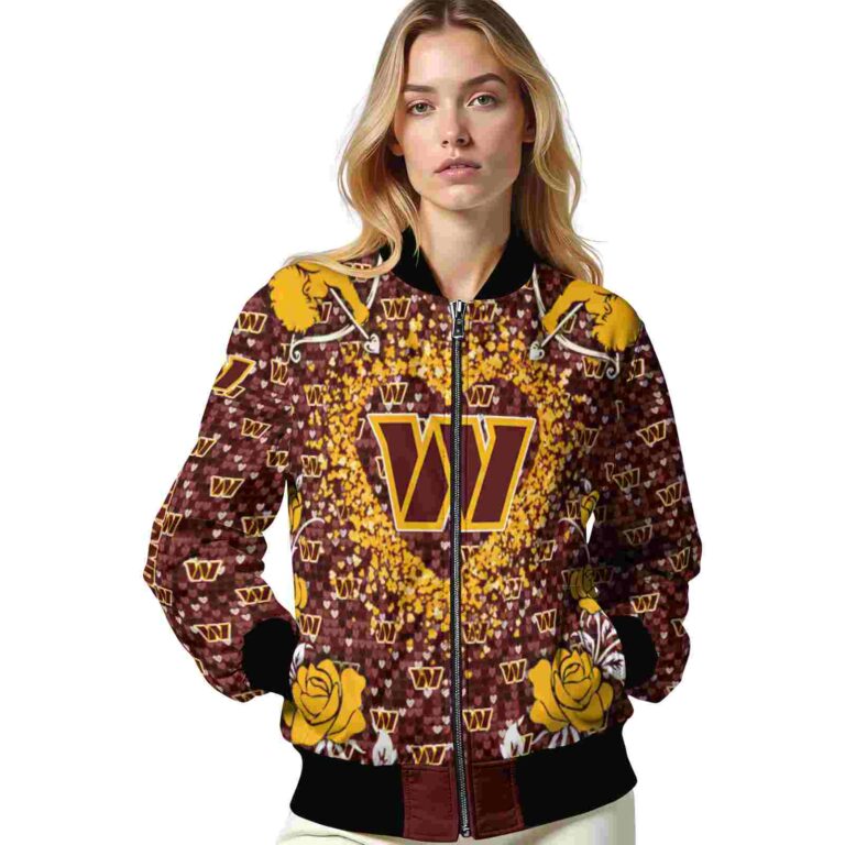 custom washington commanders heart explosion burgundy jacket latest model