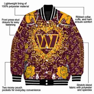 custom washington commanders heart explosion burgundy jacket new arrival