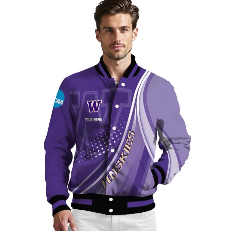custom washington huskies wave patterns purple jacket high quality