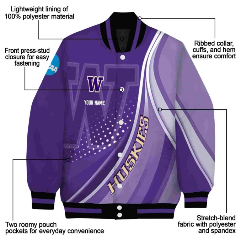 custom washington huskies wave patterns purple jacket new arrival