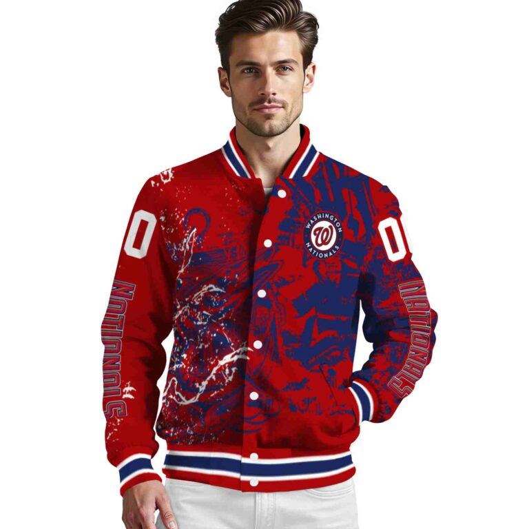 custom washington nationals fishing art red jacket high quality
