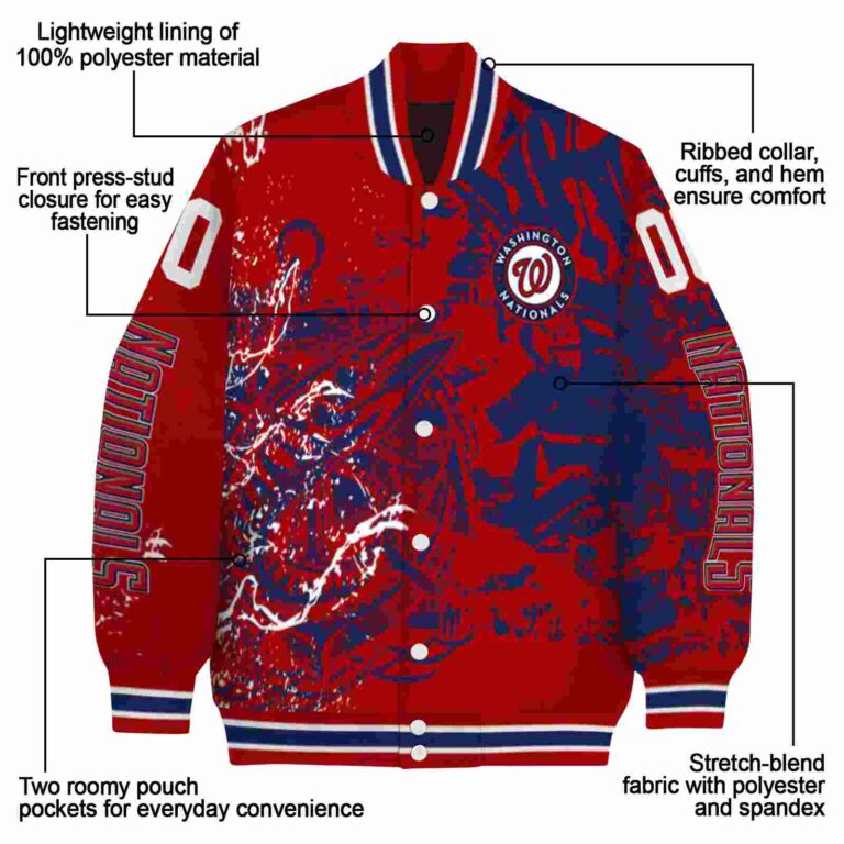 custom washington nationals fishing art red jacket new arrival