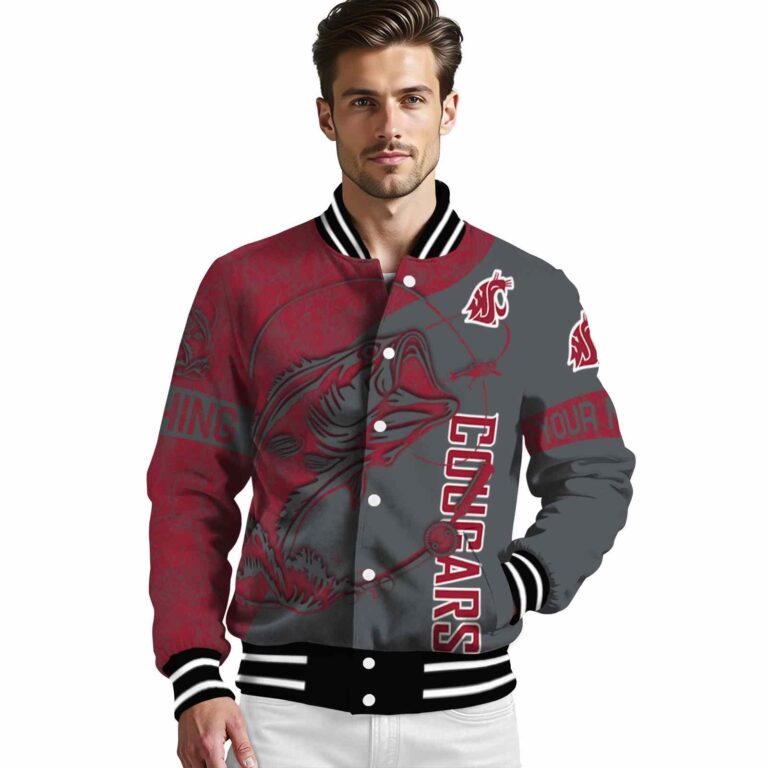 custom washington state cougars fishing rod grey jacket high quality