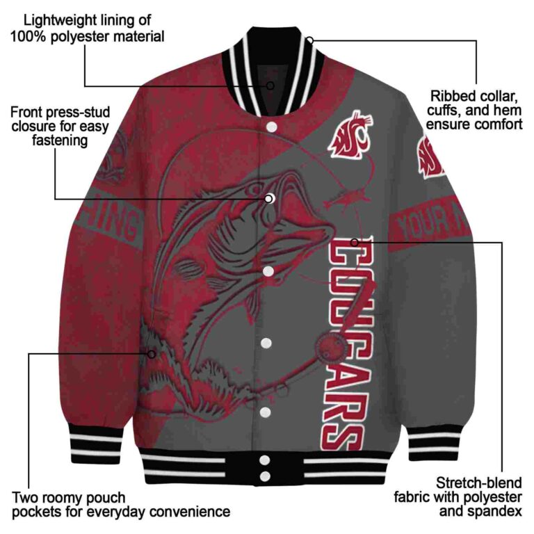 custom washington state cougars fishing rod grey jacket new arrival