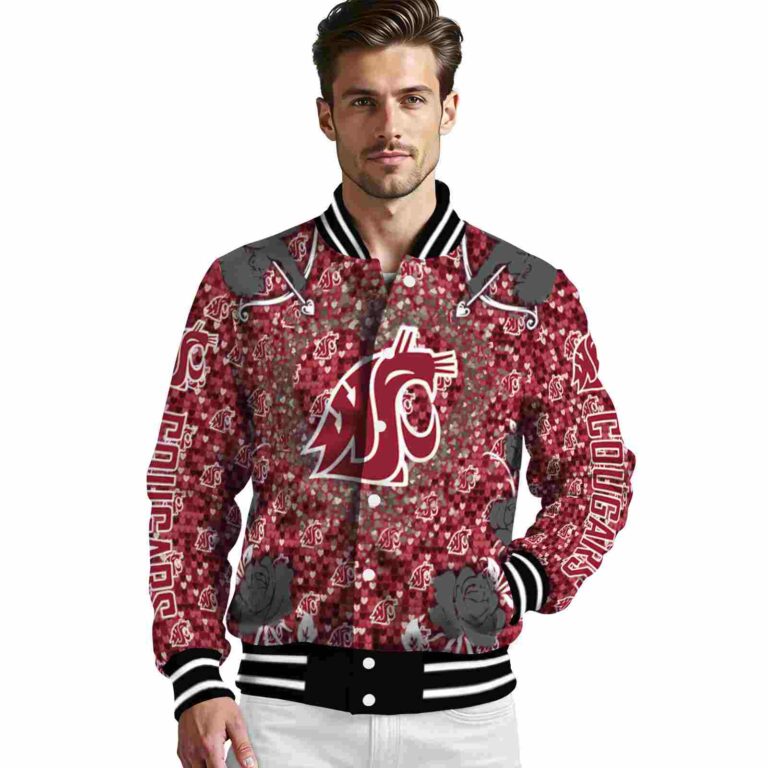 custom washington state cougars heart explosion crimson jacket high quality