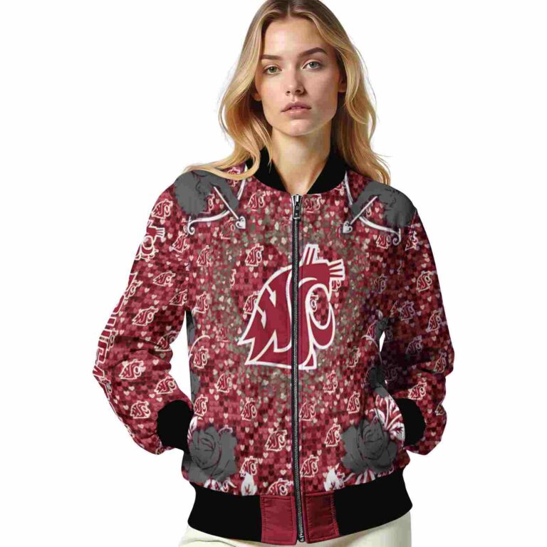 custom washington state cougars heart explosion crimson jacket latest model