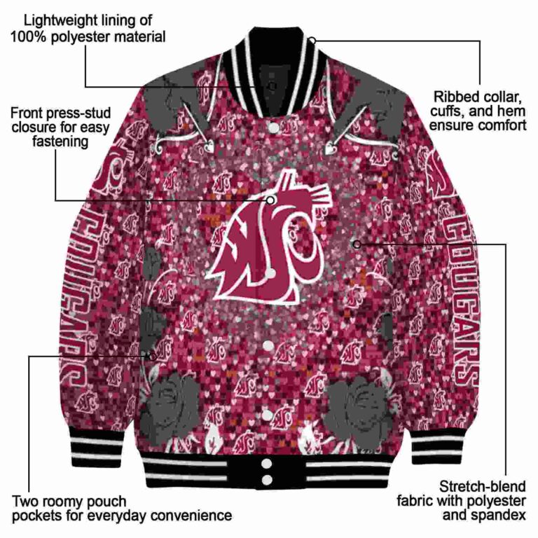 custom washington state cougars heart explosion crimson jacket new arrival