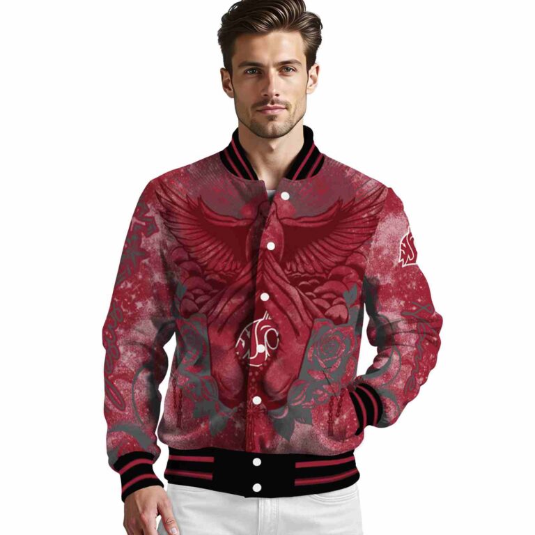 custom washington state cougars praying hands crimson jacket high quality