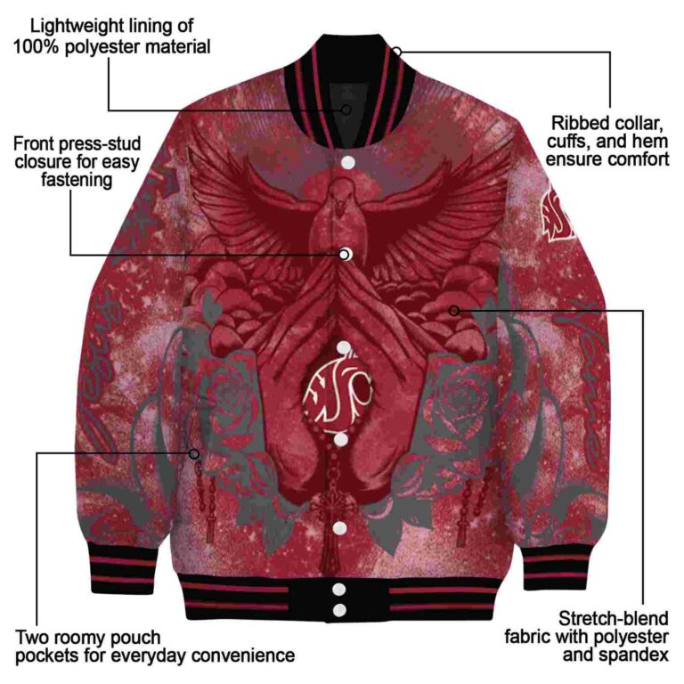 custom washington state cougars praying hands crimson jacket new arrival