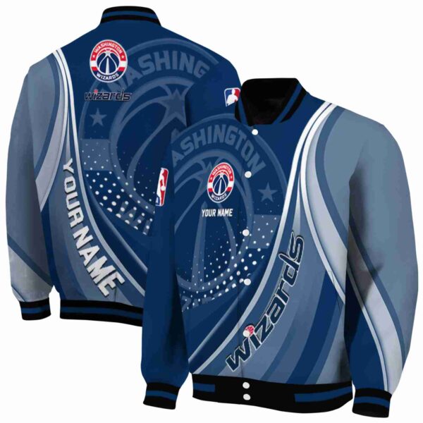 custom washington wizards wave patterns blue jacket fashion forward