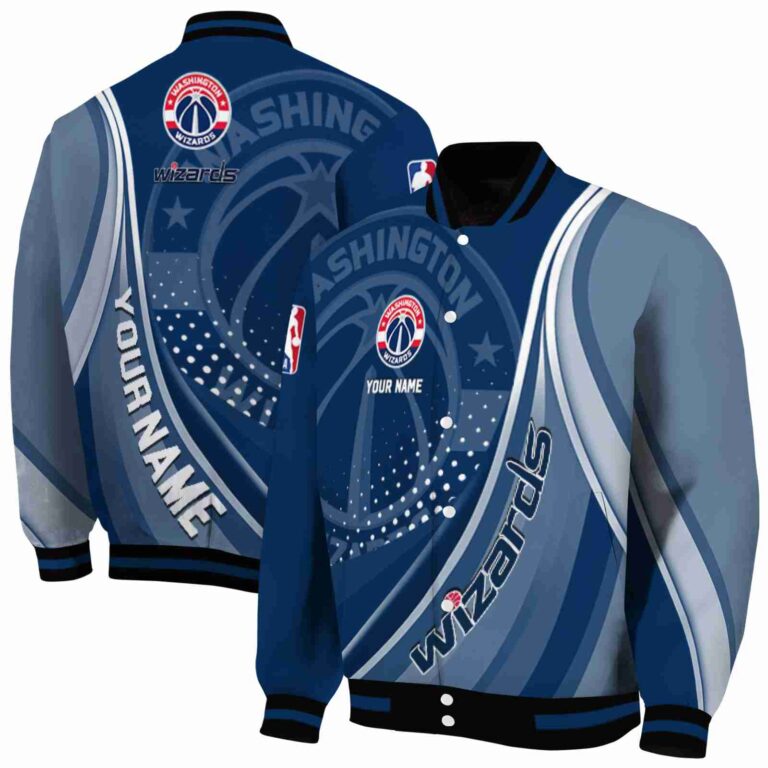 custom washington wizards wave patterns blue jacket fashion forward