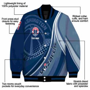 custom washington wizards wave patterns blue jacket new arrival
