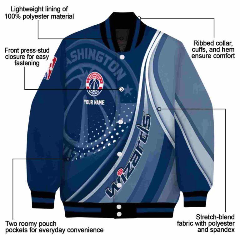 custom washington wizards wave patterns blue jacket new arrival