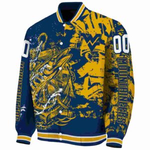 custom west virginia mountaineers fishing art blue jacket best selling