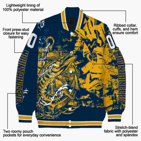 custom west virginia mountaineers fishing art blue jacket new arrival