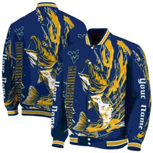custom west virginia mountaineers fishing passion blue white jacket fashion forward