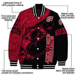 custom western kentucky hilltoppers fishing rod black jacket new arrival