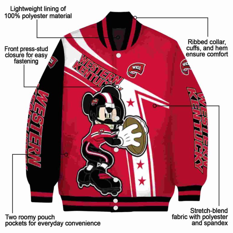 custom western kentucky hilltoppers mickey football red white jacket new arrival