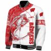 custom wisconsin badgers fishing rod white jacket best selling