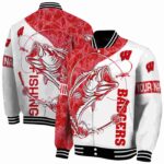 custom wisconsin badgers fishing rod white jacket best selling