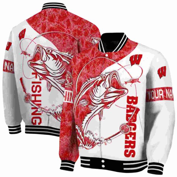 custom wisconsin badgers fishing rod white jacket fashion forward