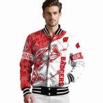 custom wisconsin badgers fishing rod white jacket best selling