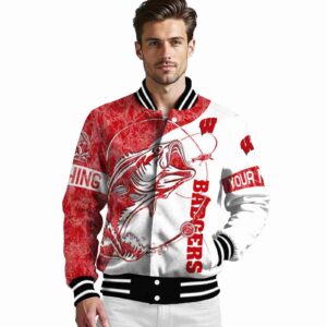 custom wisconsin badgers fishing rod white jacket high quality
