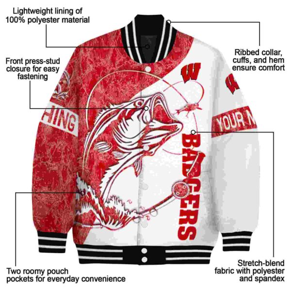 custom wisconsin badgers fishing rod white jacket new arrival