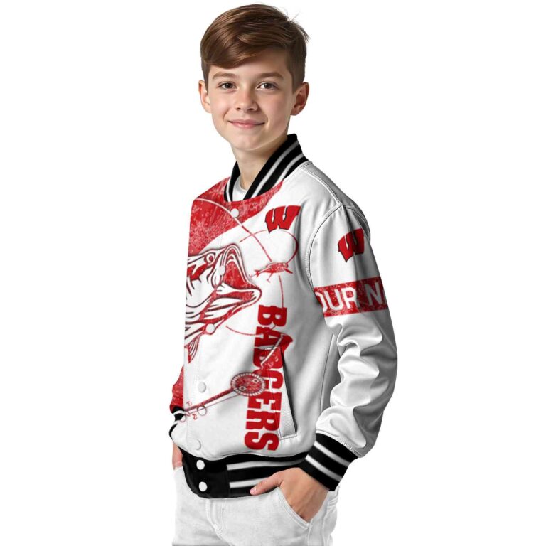 custom wisconsin badgers fishing rod white jacket trendy