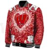custom wisconsin badgers heart explosion red jacket best selling