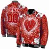 custom wisconsin badgers heart explosion red jacket fashion forward