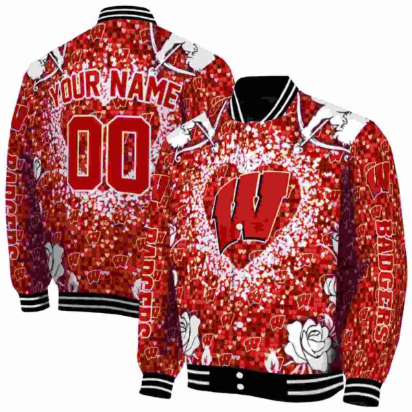 custom wisconsin badgers heart explosion red jacket fashion forward