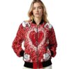 custom wisconsin badgers heart explosion red jacket latest model