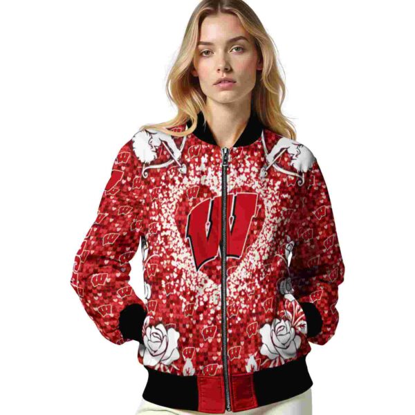 custom wisconsin badgers heart explosion red jacket latest model