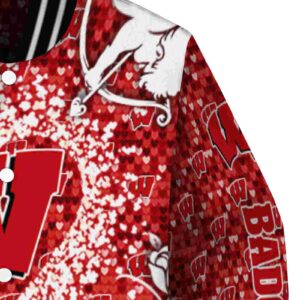 custom wisconsin badgers heart explosion red jacket premium grade