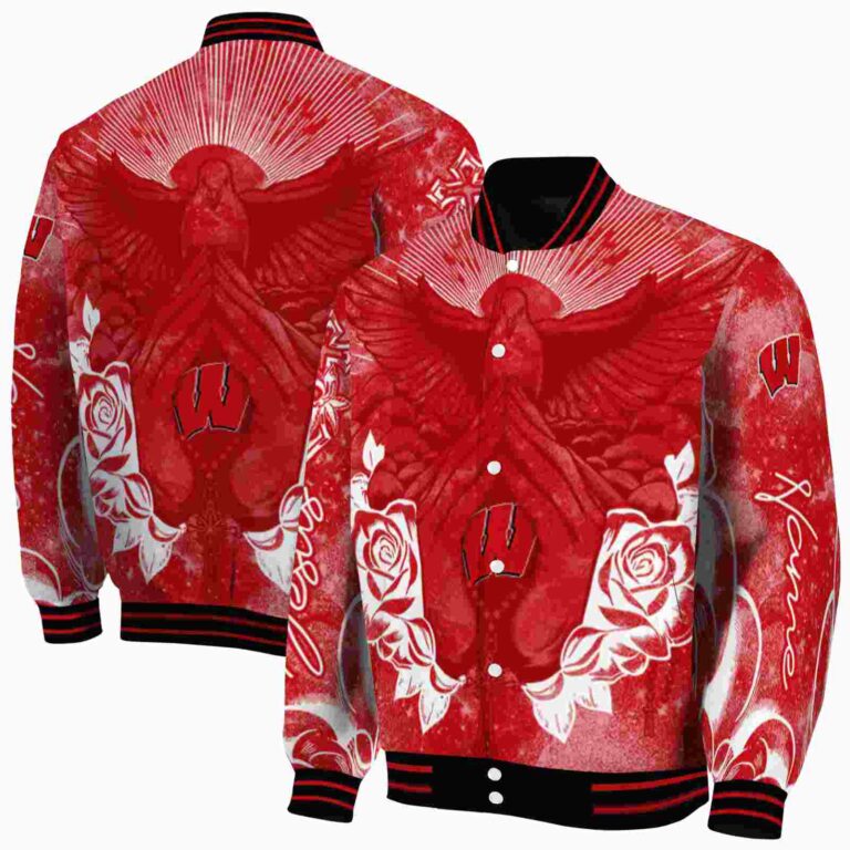 custom wisconsin badgers praying hands red jacket fashion forward
