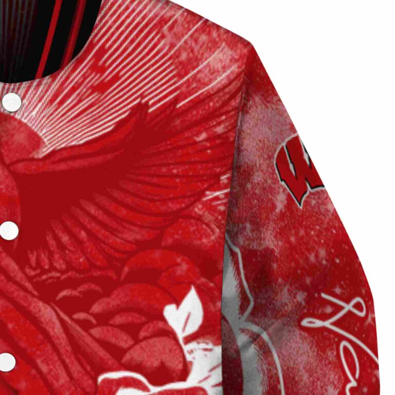 custom wisconsin badgers praying hands red jacket premium grade