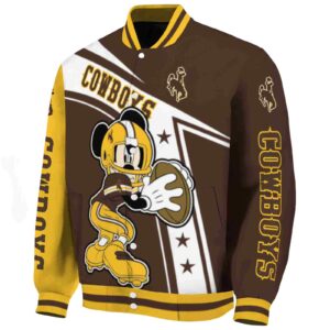 custom wyoming cowboys mickey football brown white jacket best selling