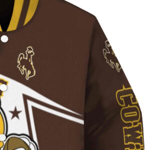 custom wyoming cowboys mickey football brown white jacket premium grade