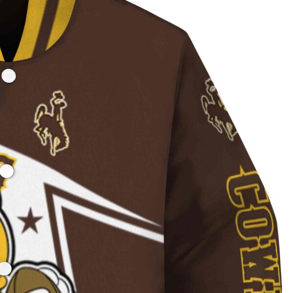 custom wyoming cowboys mickey football brown white jacket premium grade