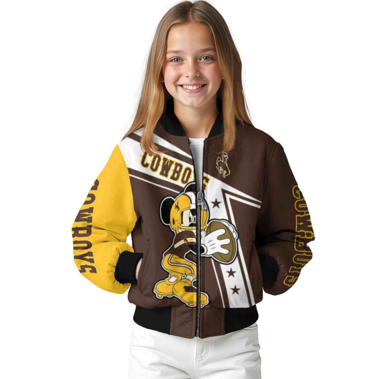 custom wyoming cowboys mickey football brown white jacket top rated