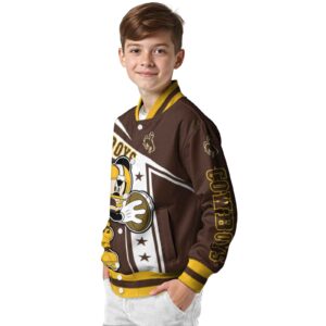 custom wyoming cowboys mickey football brown white jacket trendy