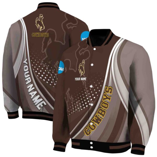 custom wyoming cowboys wave patterns brown jacket fashion forward