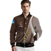 custom wyoming cowboys wave patterns brown jacket high quality