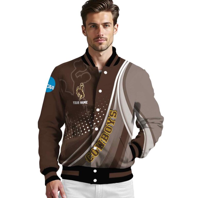 custom wyoming cowboys wave patterns brown jacket high quality