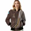 custom wyoming cowboys wave patterns brown jacket latest model